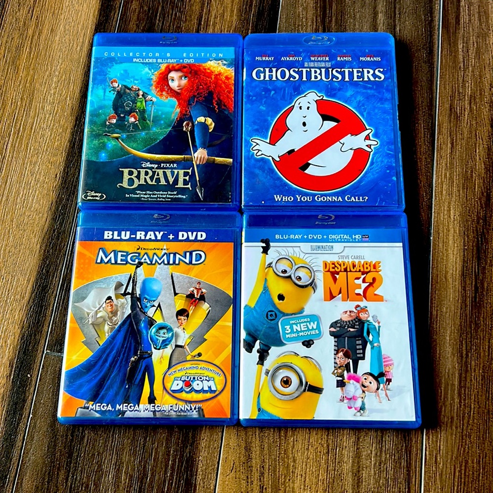 Blue Ray DVD’s! Ghostbusters, Megamind, Brave, and Despicable Me 2!
